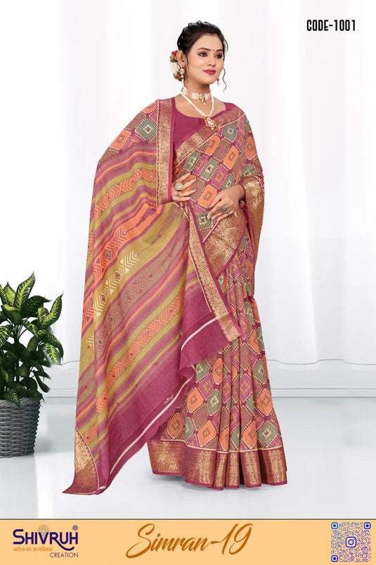 Soft Cotton Geometrical Printed Saree for women