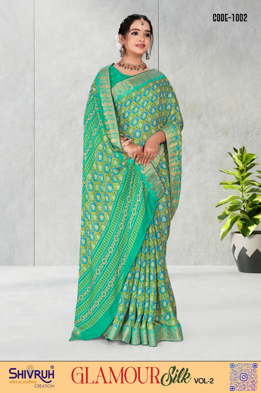 Alpona print Zari Border Soft cotton Saree with Blouse For Women