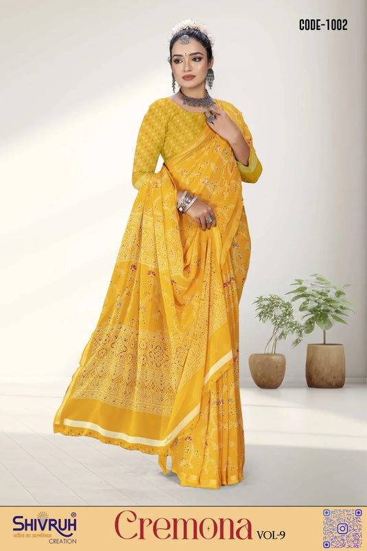Blooming Georgette Print Nature Saree