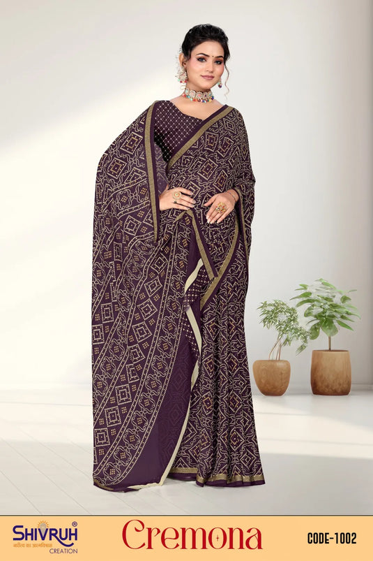 Georgette Zari Weaving Viscose Border Saree For Women