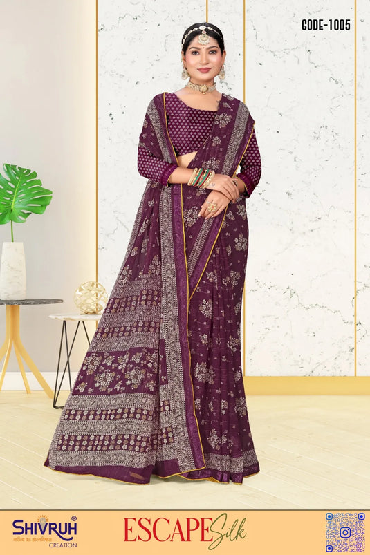 Ravishing Georgette Floral print Weaving zari Saree