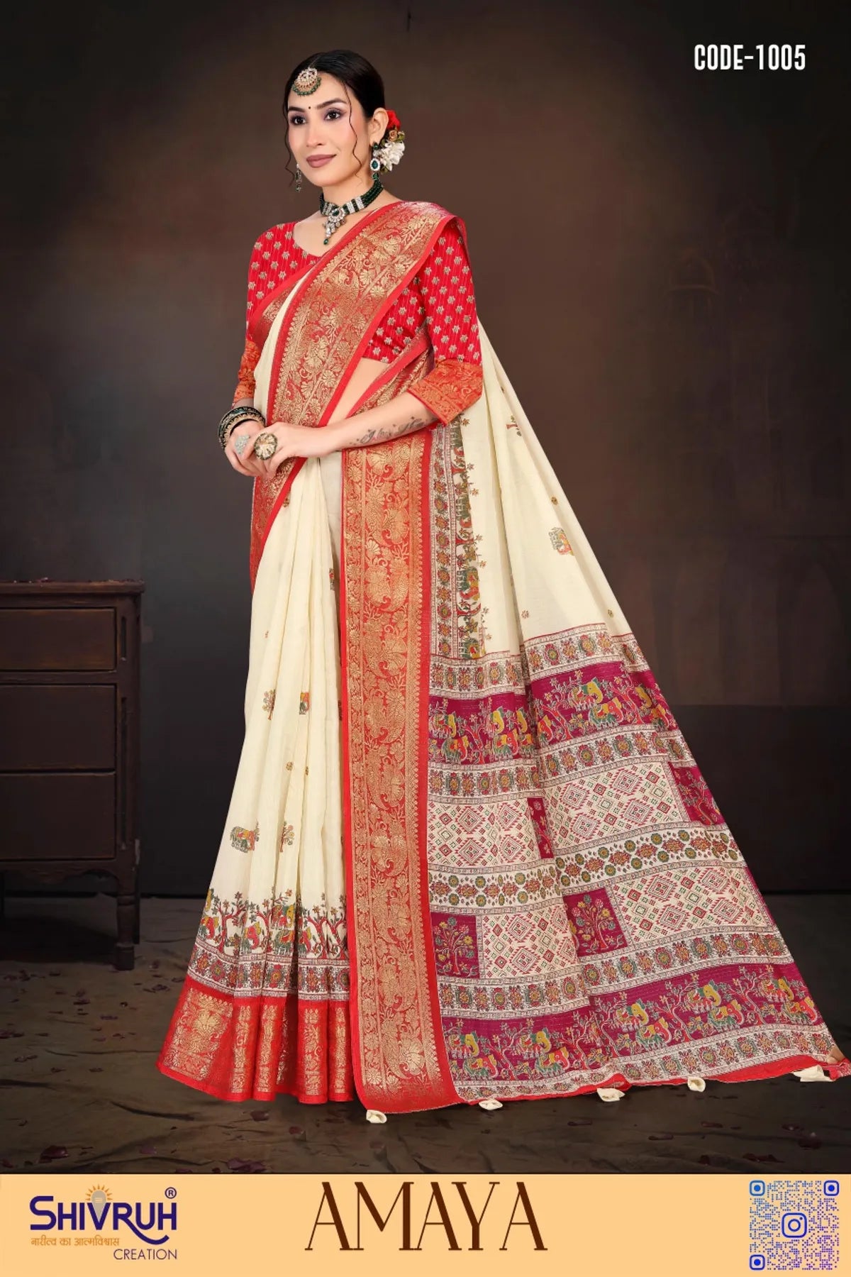 Hot saree in magenta with sequined blouse