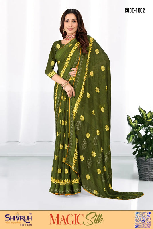 Women's Georgette Jacqurad Butta Swarovski saree