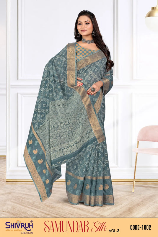 Bright jacquard panel Embellished Cotton saree