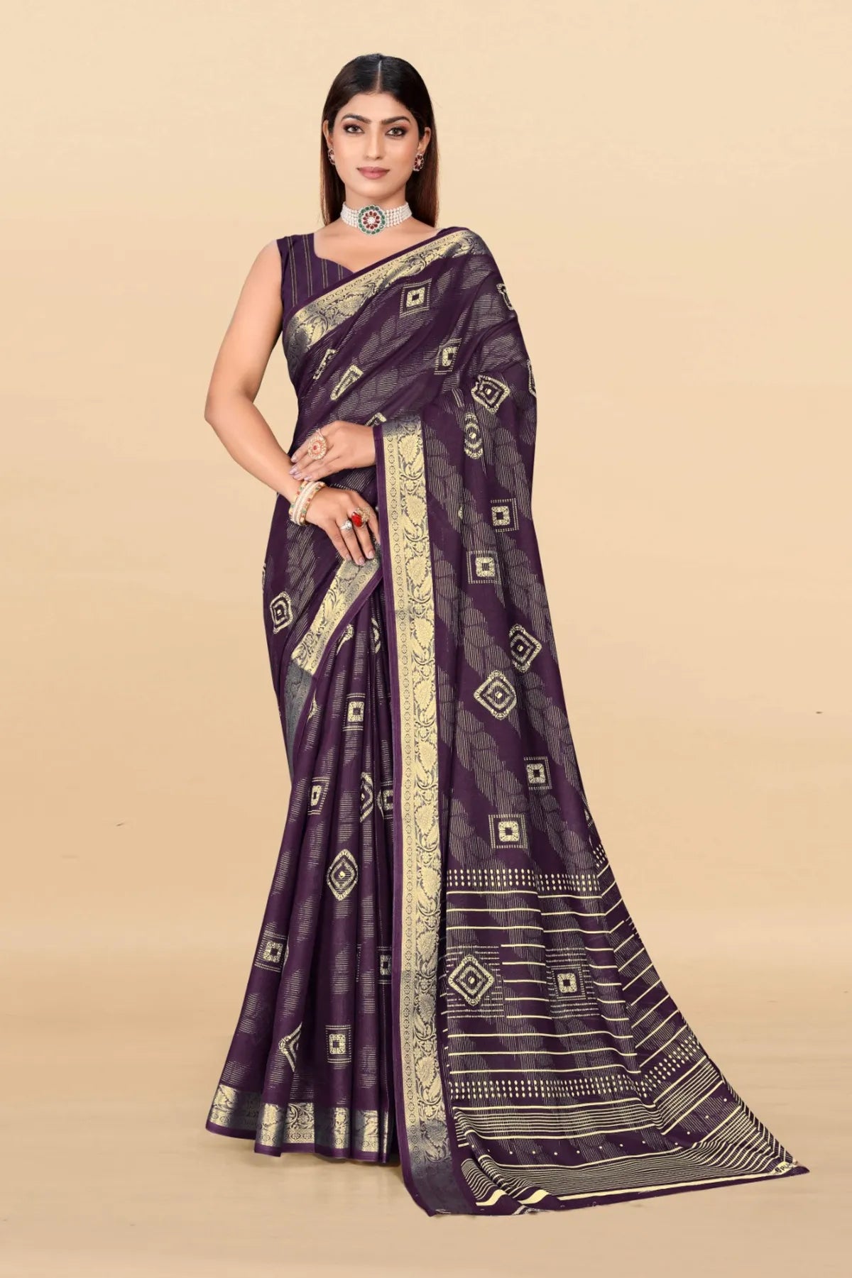 Saree blouse set with embroidered silk blouse