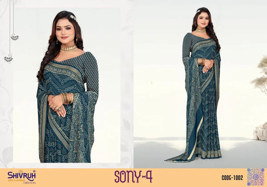 Moss Chiffon Embellished Viscose Border Saree For Women