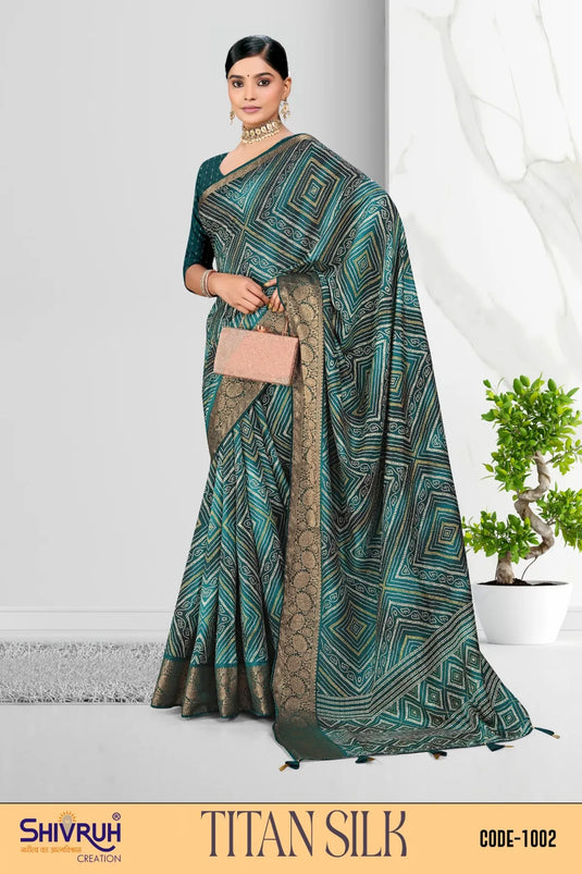 Women's Dola Silk Geometrical Print saree
