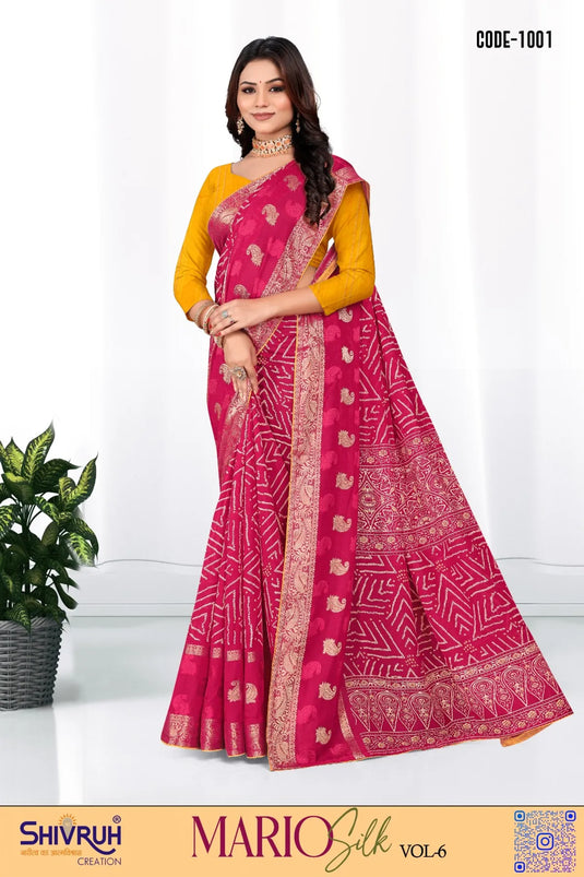 Cotton Bright Border Weaving saree for women