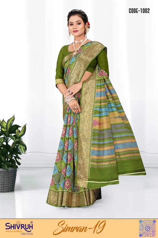 Soft Cotton Geometrical Printed Saree for women