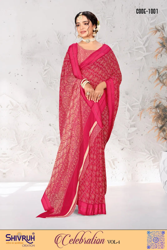 Georgette Zari Weaving Satin Border Saree For Women