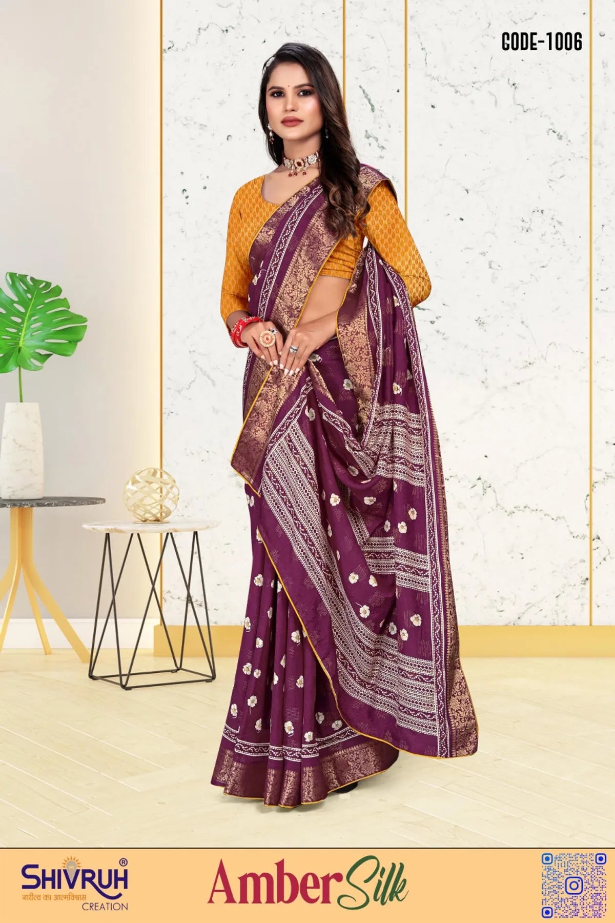 Leheriya saree with alternating foil stripes