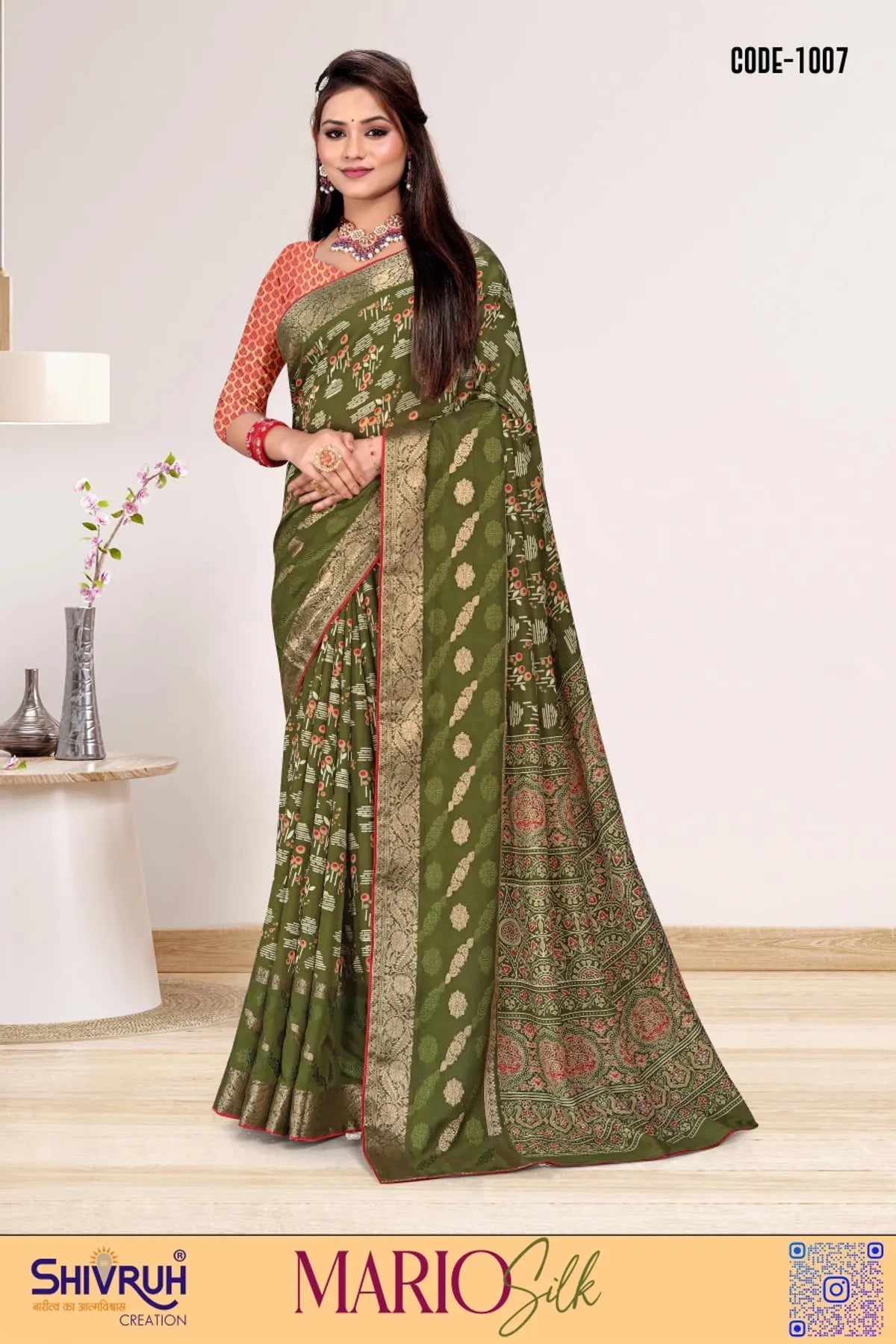 Breathable cotton saree with floral print