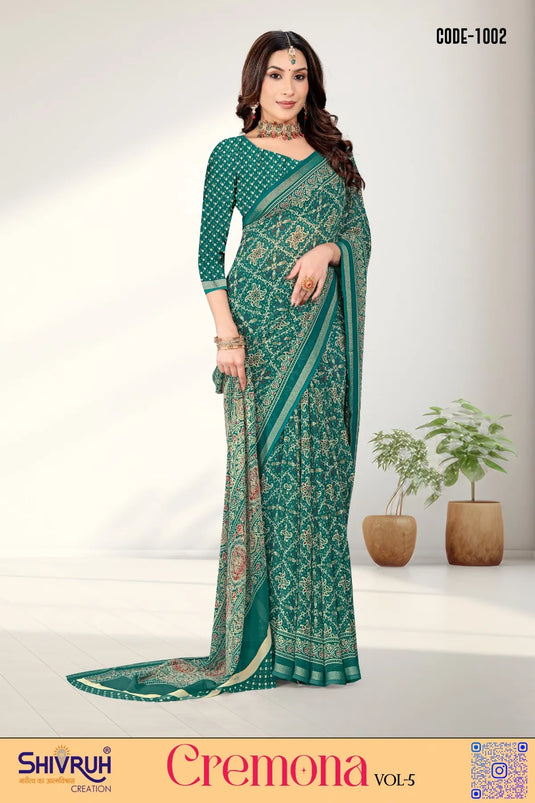 Georgette Zari Weaving Viscose Border Saree For Women