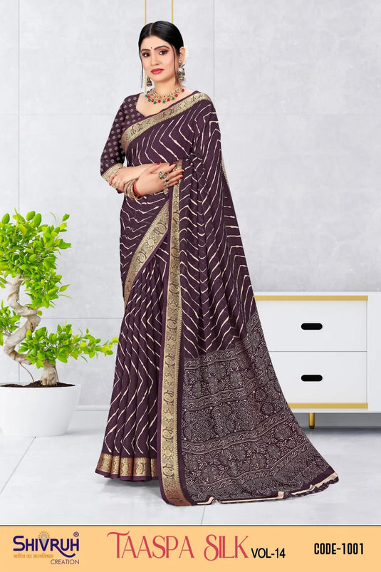 Georgette Jacquard Butta Printed Saree for women