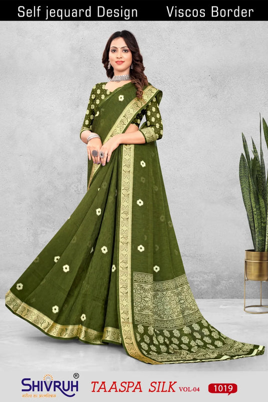 Women's Cotton Self Jacquard Embellished Saree