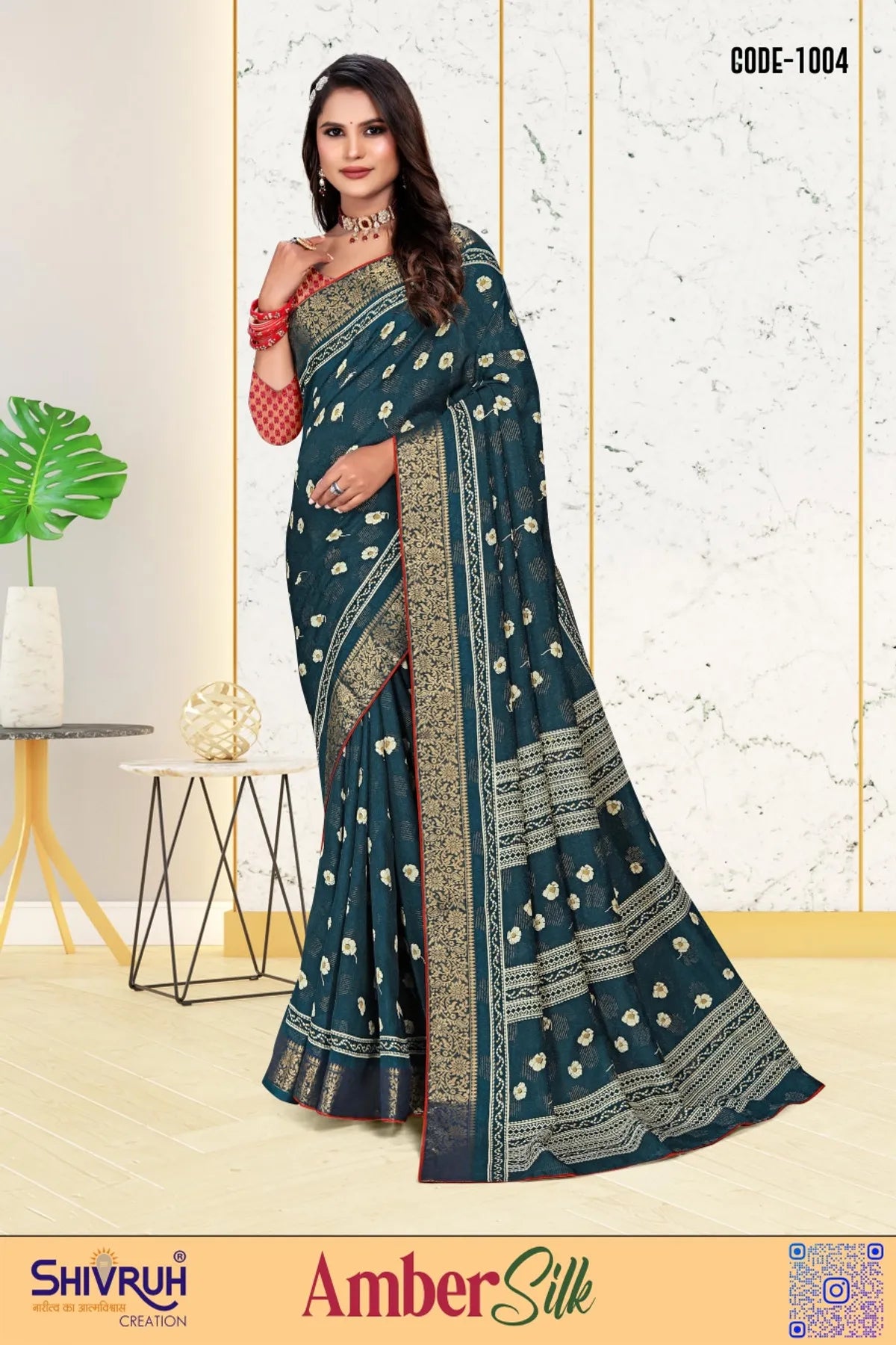 Traditional lehriya saree in rik color palette