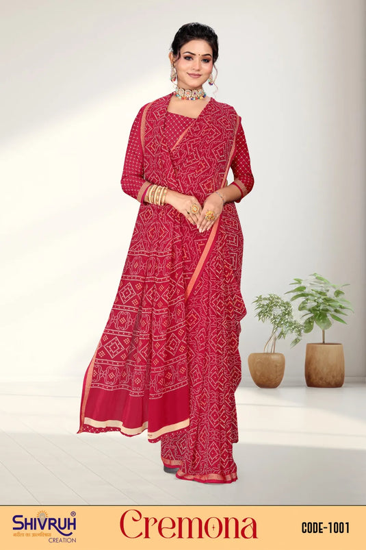 Georgette Zari Weaving Viscose Border Saree For Women